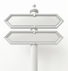 Obraz premium White arrow signs on a single pole in front view with minimalistic design and matte finish