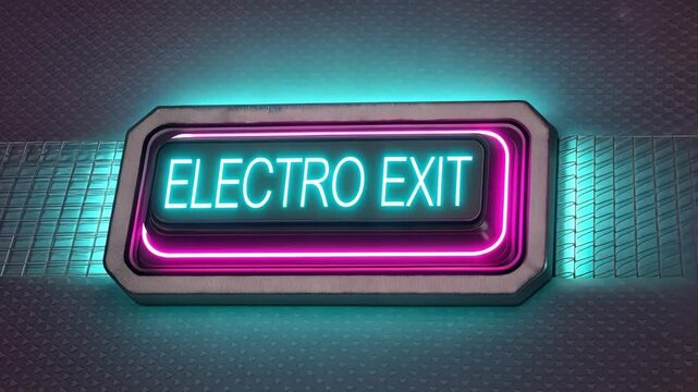 Electro Exit The Log Off button appears as a digital artifact with sharp blocky edges. It glimmers with teal and magenta lights emitting a flashing effect that feels alive and full