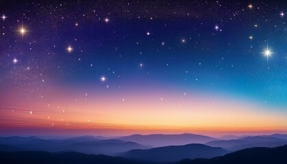 Starry night over a mountain range. Peaceful and serene landscape.