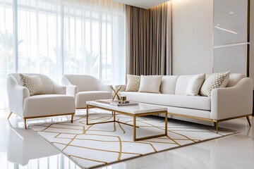 Modern living room with elegant furniture and decor.