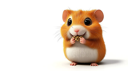 A cute hamster is eating a snack