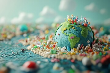 Fototapeta premium The world is full of micro plastics , illustration , Generative AI