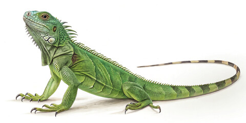 Green Iguanas Pet - Side View Full Body Isolated
