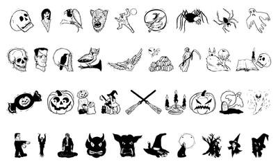 Horror icon bundle. Spooky icon bundle. Scary icon bundle