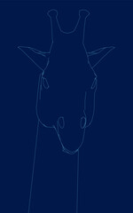 Contour of a giraffe head. Front view. Vector illustration