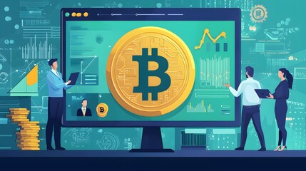 A business strategist presenting a growth plan with cryptocurrency integration