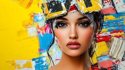 Naklejka premium Colorful Abstract Portrait Woman Art Fashion Beauty