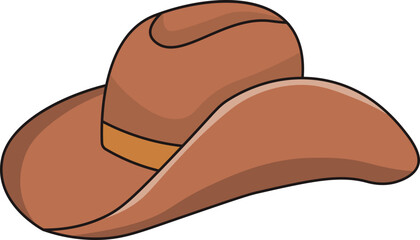 Cowboy Hat Icon with Cartoon Design. Vector Illustration.