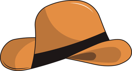 Cowboy Hat Icon with Cartoon Design. Vector Illustration.