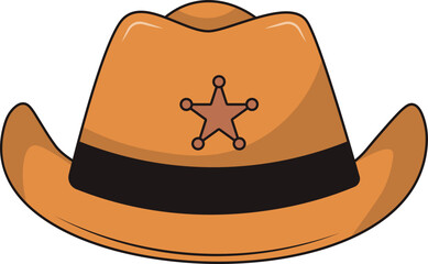 Cowboy Hat Icon with Cartoon Design. Vector Illustration.