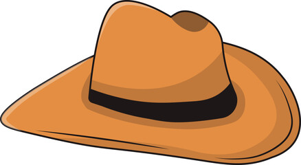Cowboy Hat Icon with Cartoon Design. Vector Illustration.