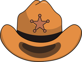 Cowboy Hat Icon with Cartoon Design. Vector Illustration.
