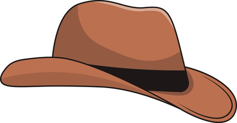 Cowboy Hat Icon with Cartoon Design. Vector Illustration.