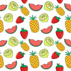 Summer Fruit Pattern Seamless Design with Tropical Vibes and Juicy Fruits in a Vibrant Background