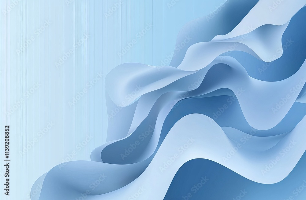 Poster abstract blue wave background, flowing fabric texture, dynamic curves, smooth gradient.