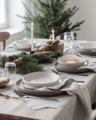 Scandinavian Inspired Christmas Dining Table Setup