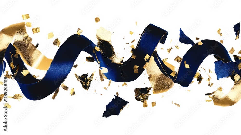 Wall mural Blue with gold confetti. Aristocratic