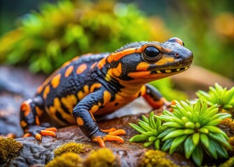 Kaiser's Spotted Newt Close Up Drone Photography - High Resolution Amphibian Image