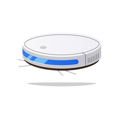 Smart robot vacuum cleaner vector isolated on white background.