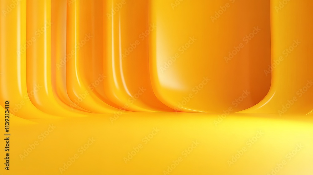 Poster 3d illustration of a bright yellow seamless gradient studio backdrop, creating a clean, minimalistic