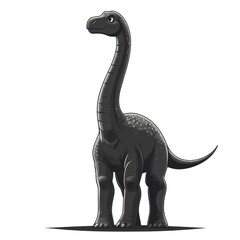 Cute cartoon illustration of a black sauropod dinosaur.