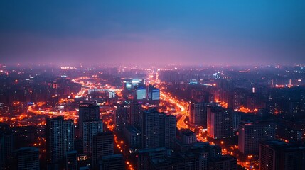 Fototapeta premium Futuristic Smart City Landscape Reflecting Digital Community