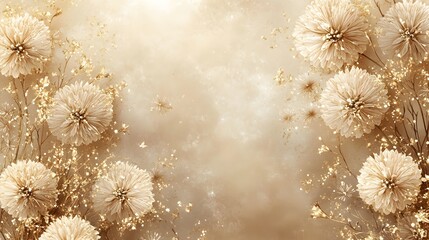 beautiful Boho-style New Year background featuring golden fireworks, delicate mandala patterns, and soft watercolor textures in beige, cream, and gold tones with subtle sparkles