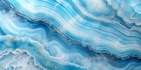 Obraz premium Serene Blue Agate Stone Texture Swirling Layers of Light and Dark Hues