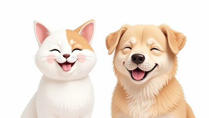 Obraz premium Pets day national cat and dog, art video illustration isolated on white background