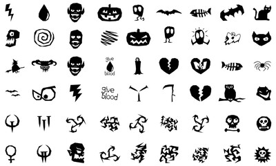 Fototapeta premium Horror icon bundle. Spooky icon bundle. Scary icon bundle