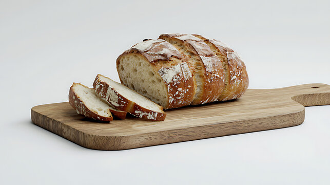 A slice of bread is on a wooden cutting board - Powered by Adobe