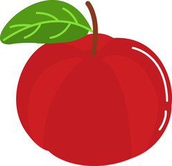 Red Apple Graphic with Leaf
