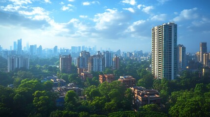 Obraz premium Smart City Landscape of Mumbai with Digital Community