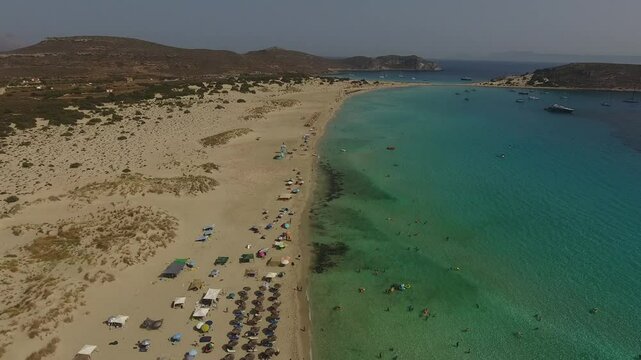 Aerial view of Simos beach in Elafonisos island, Greece