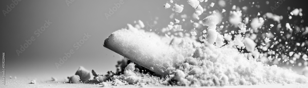 Poster captivating action shot of powder exploding studio setting high-contrast black and white dynamic com