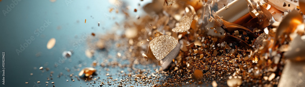Poster explosive action of shimmering particles studio high-definition macro photography artistic environme