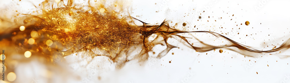 Poster dynamic gold fluid motion abstract art digital creation modern design studio close-up view creative 