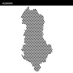 Unique dot pattern map representation of Albania showcasing its geographical outline