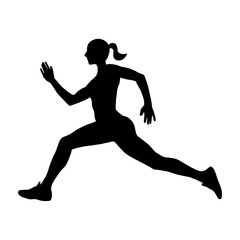 Woman running silhouette, Vector illustration.