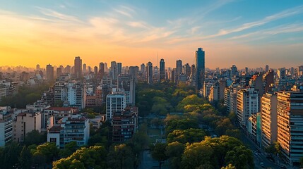 Futuristic Smart City Landscape of Buenos Aires Reflecting Urban Tech