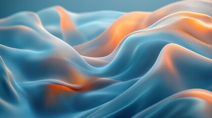 Obraz premium Abstract Blue and Orange Fabric Waves: Serene Texture Background