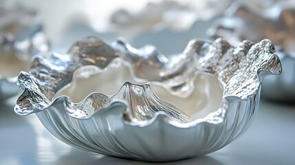 Sculptural Silver Bowl: Modern Home Decor