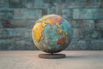 World Map Egg Artistic Sculpture Outdoors