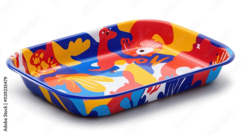 Aufkleber colorful and artistic serving tray with vibrant abstract design featuring playful shapes and pattern