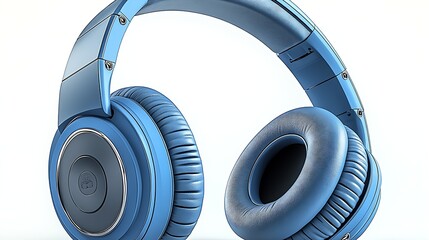 Modern Sleek Blue Headphones with Soft Ear Cushions and Contemporary Design : Generative AI