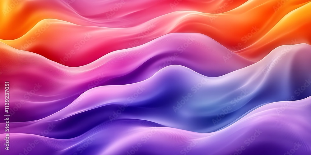 Aufkleber Vibrant Abstract Waves in Gradient Orange and Purple Tones Digital Art Image : Generative AI