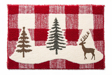 A vintage Christmas doormat with a delicate design on a white background. (Generative AI)