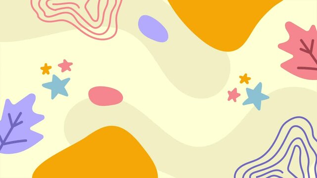 soft color background with nature patterns and abstract hand-drawn shapes seamless 4k video background motion pop art design