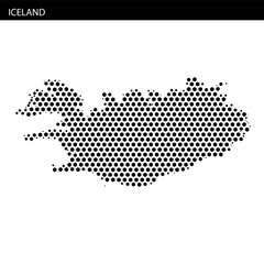 Unique hexagonal dotted map representation of Iceland showcasing its geography and contours