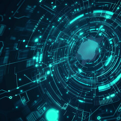 Fototapeta premium abstract technology background with circle, generative AI illustration